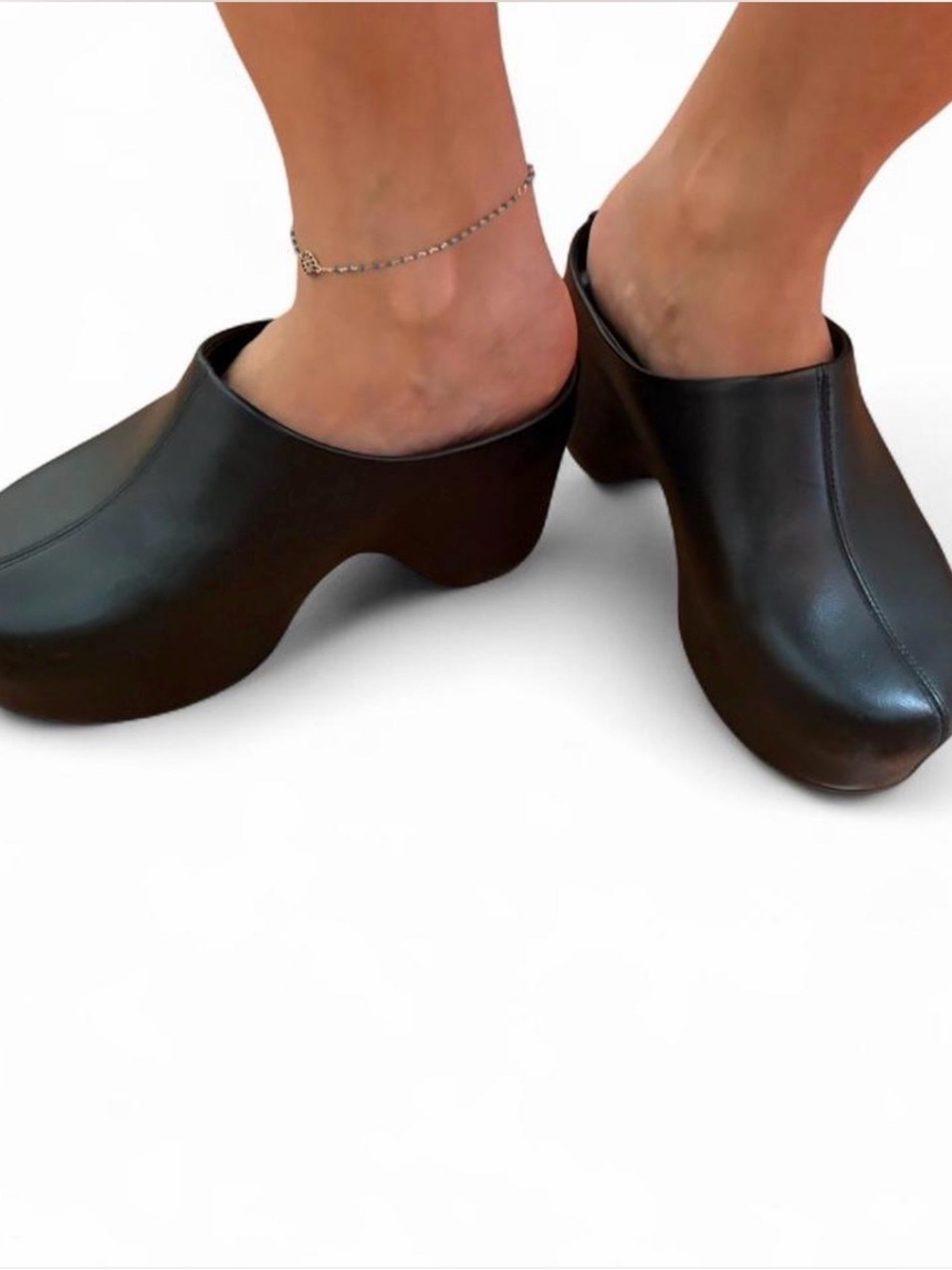 Givenchy Black Leather Platform Clogs